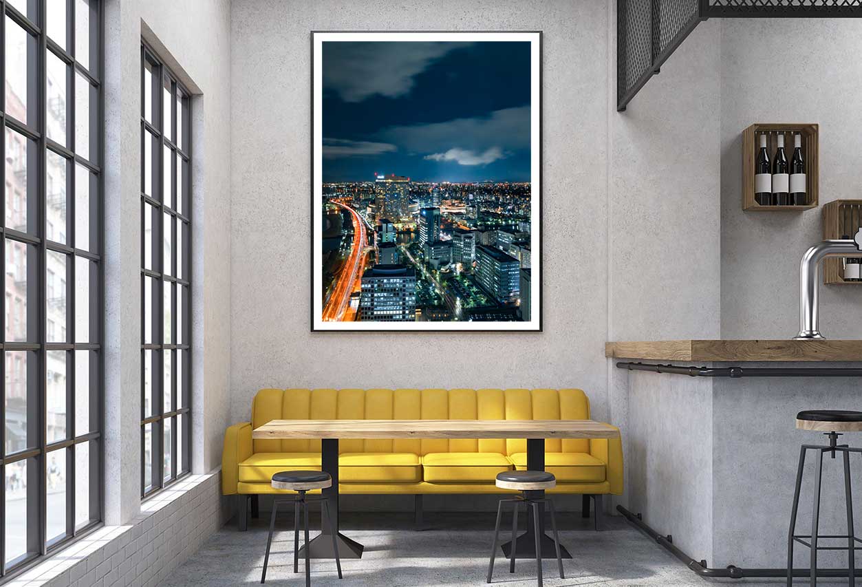 Night Road Skyline View Photograph Japan Home Decor Premium Quality Poster Print Choose Your Sizes