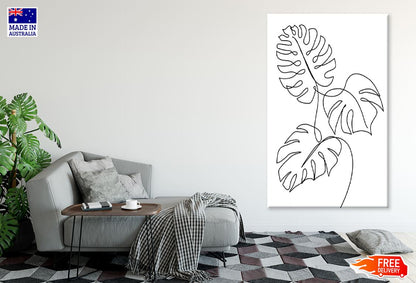 Leaves B&W Line Art Design Print 100% Australian Made