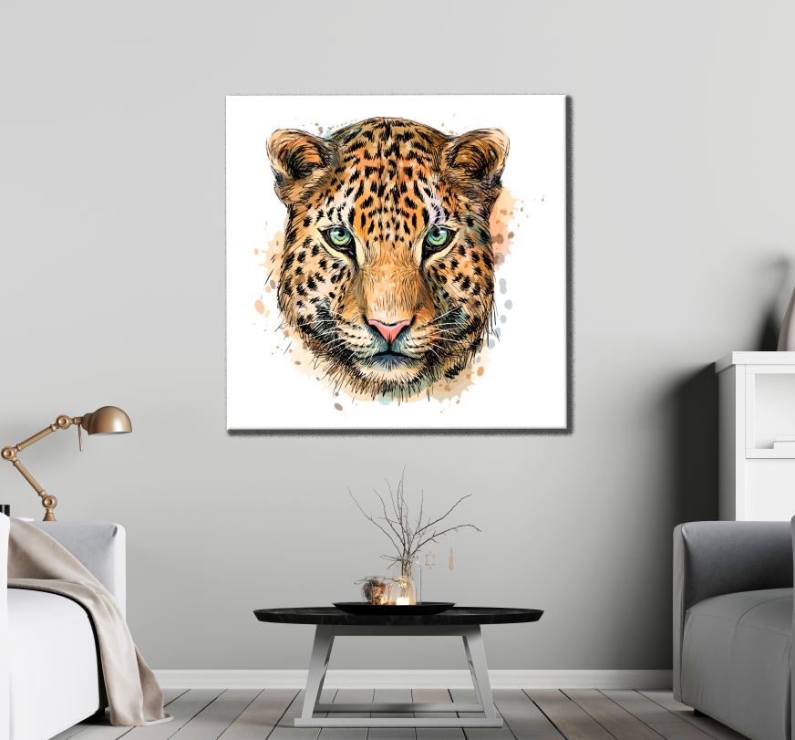 Square Canvas Leopard Face Painting High Quality Print 100% Australian Made