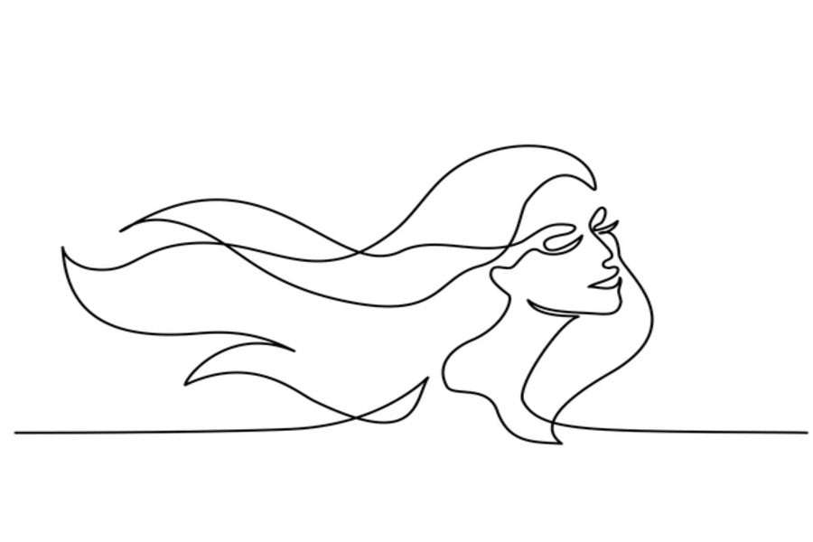 Young Woman with Hair B&W Line Art Design Print 100% Australian Made