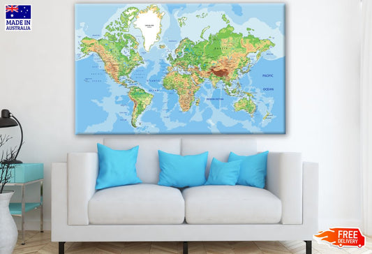 World Map Vector Art Print 100% Australian Made