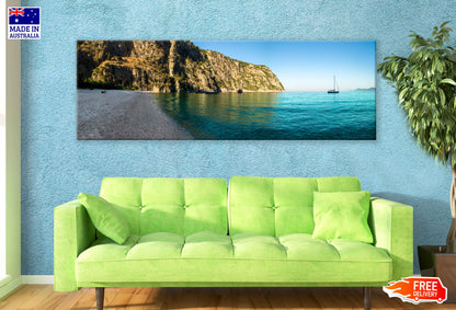 Panoramic Canvas Cliff Sea at Sunrise View Photograph High Quality 100% Australian Made Wall Canvas Print Ready to Hang