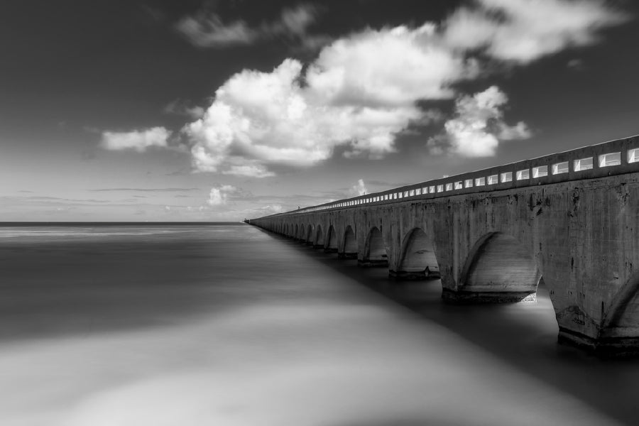Seven Mile Bridge Florida B&W View Photograph Home Decor Premium Quality Poster Print Choose Your Sizes