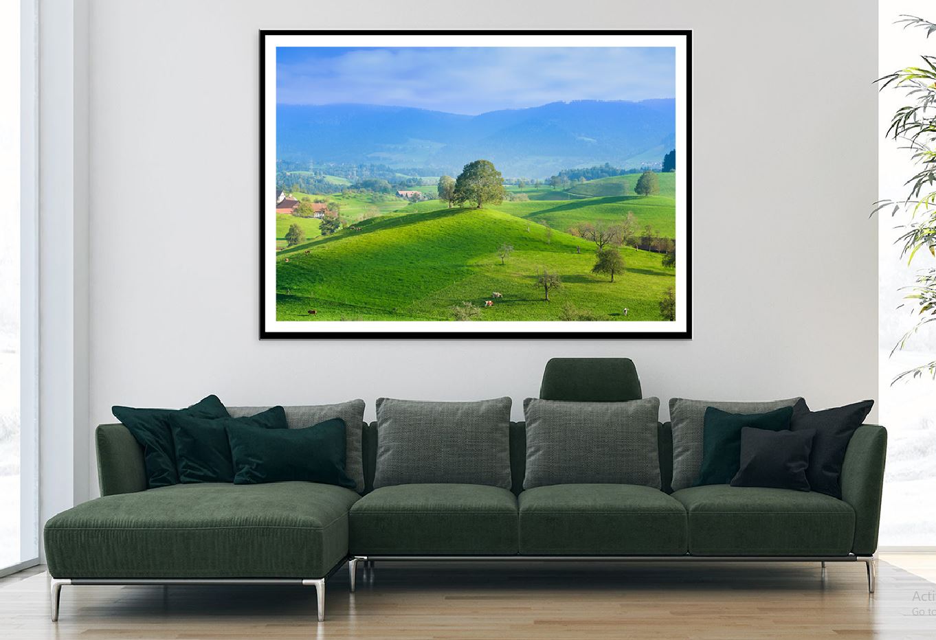 Tree on Green Grass Hill Aerial Photograph Home Decor Premium Quality Poster Print Choose Your Sizes