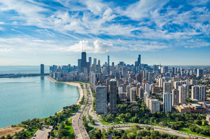 Chicago City Skyline Aerial View Photograph Print 100% Australian Made