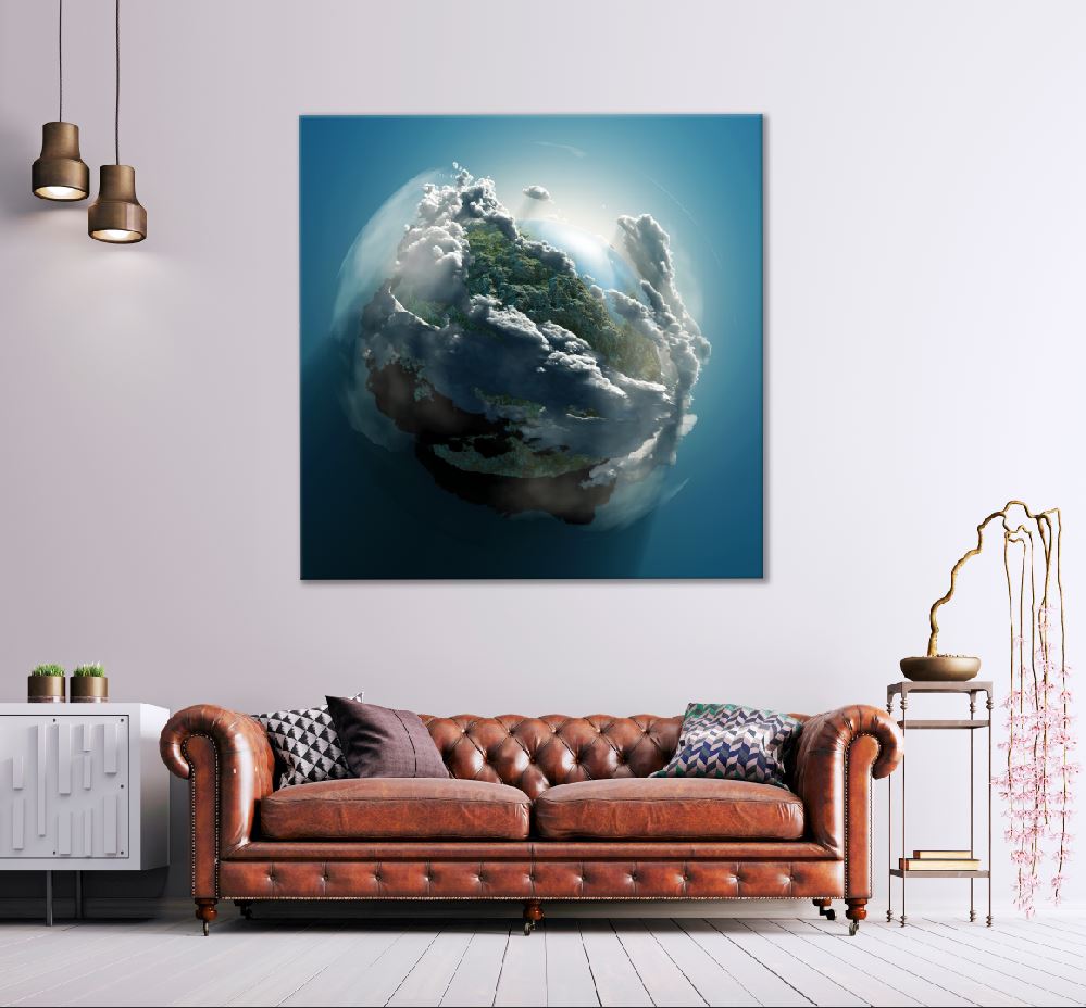 Square Canvas Planet with Clouds Digital Art High Quality Print 100% Australian Made