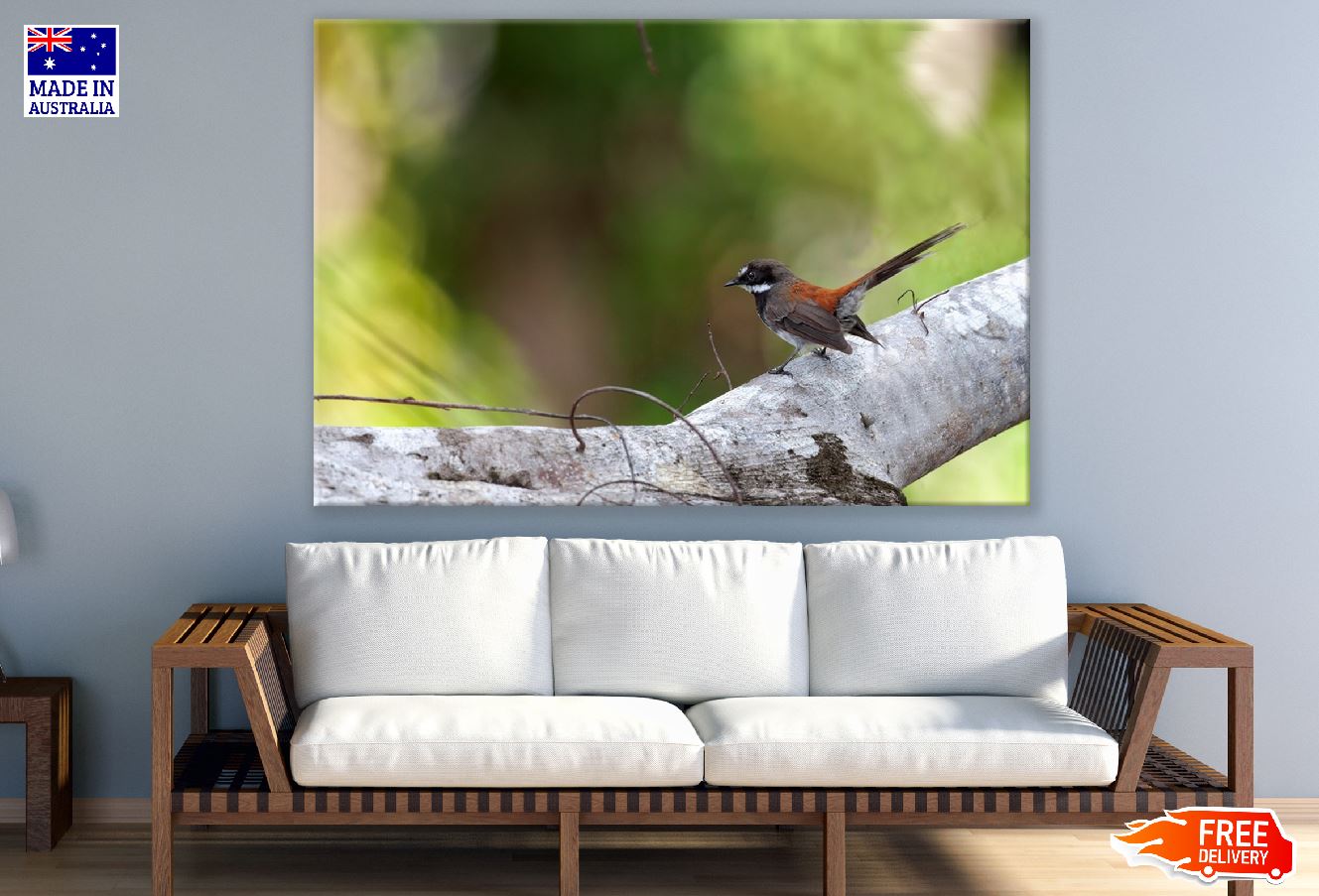 Bird on Tree Branch Closeup Photograph Print 100% Australian Made