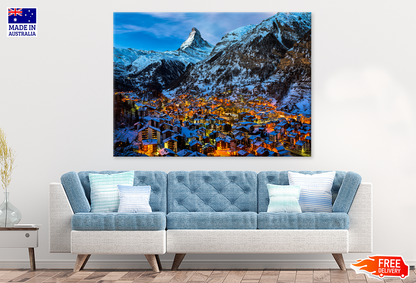 Aerial View on Zermatt Valley & Matterhorn Photograph Print 100% Australian Made