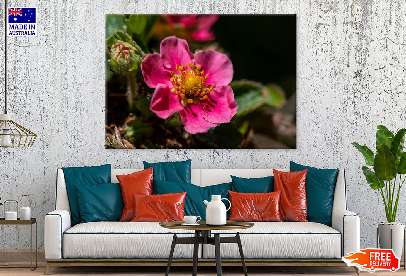 Pink Flower Surrounded By Leaves Photograph Print 100% Australian Made