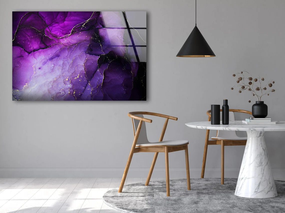 White & Purple Abstract Design Acrylic Glass Print Tempered Glass Wall Art 100% Made in Australia Ready to Hang