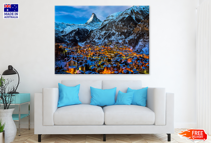 Aerial View on Zermatt Valley & Matterhorn Photograph Print 100% Australian Made