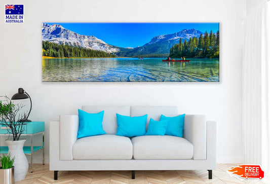 Panoramic Canvas Emerald Lake Yoho & Mountain Photograph High Quality 100% Australian Made Wall Canvas Print Ready to Hang