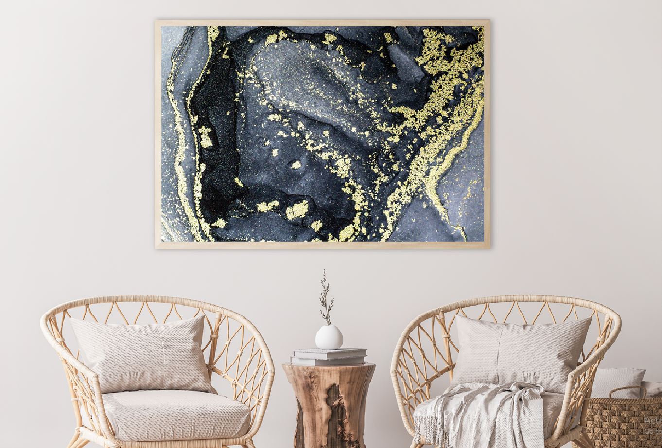 Black Grey & Gold Fluid Abstract Design Home Decor Premium Quality Poster Print Choose Your Sizes