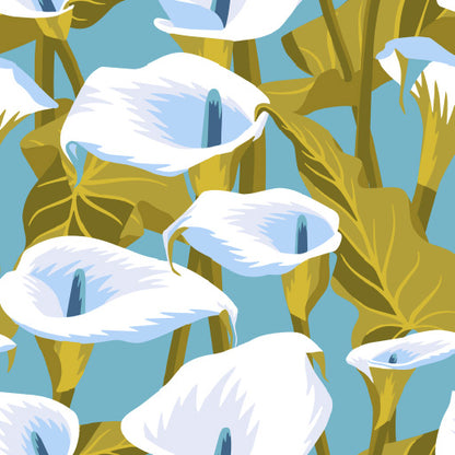 Square Canvas White Lily Flowers Vector Design High Quality Print 100% Australian Made