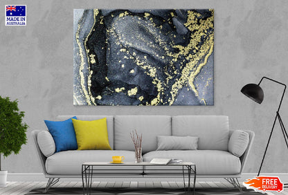 Black Grey & Gold Fluid Abstract Design Print 100% Australian Made