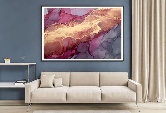 Pink Grey Gold Abstract Painting Home Decor Premium Quality Poster Print Choose Your Sizes