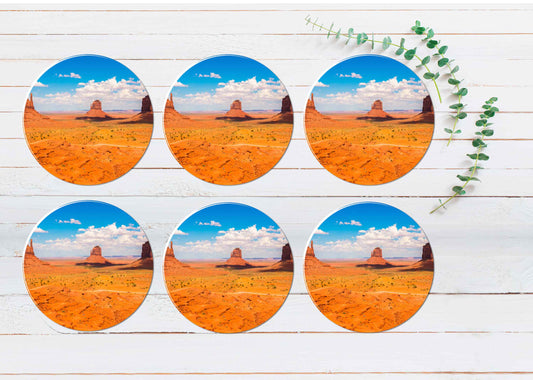 Monument Valley on The USA Border Coasters Wood & Rubber - Set of 6 Coasters
