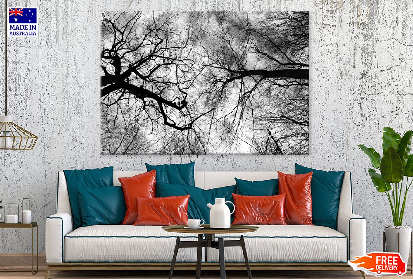 Leafless Tree Branches B&W View Photograph Print 100% Australian Made