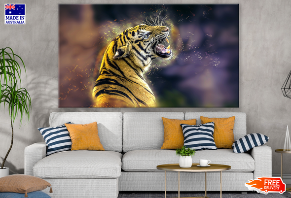 Tiger Roaring Painting Print 100% Australian Made
