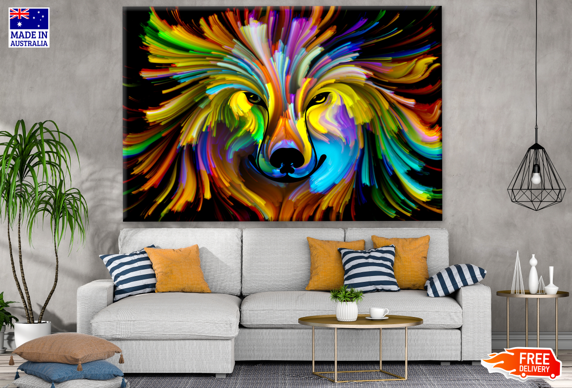 Abstract Colourful Dog Portrait Design Print 100% Australian Made