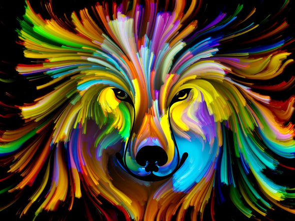 Abstract Colourful Dog Portrait Design Print 100% Australian Made