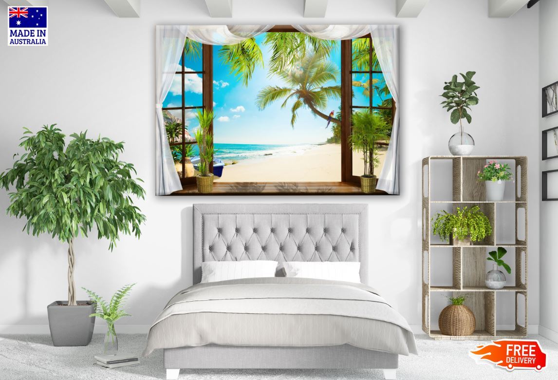 Beach View Through Window Print 100% Australian Made