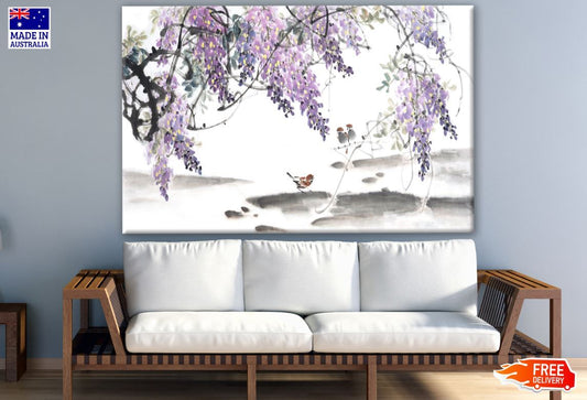 Beautiful Purple Flower Tree Painting Print 100% Australian Made