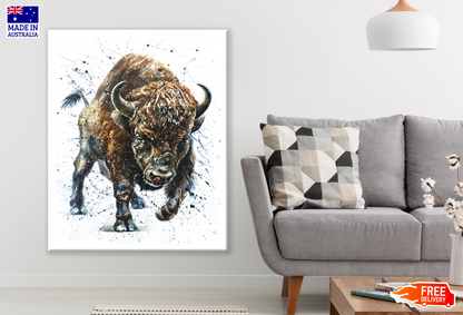 Buffalo Running Watercolour Painting Print 100% Australian Made