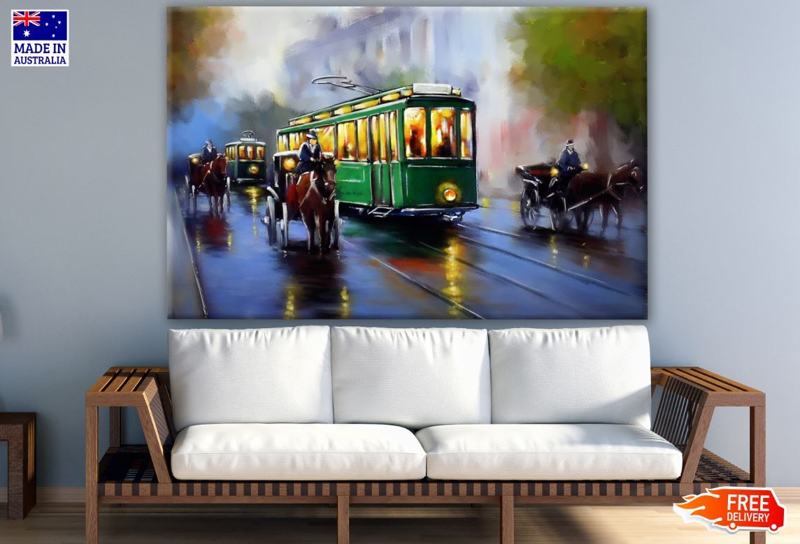 City & Tram Car Painting Print 100% Australian Made