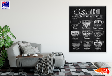Coffee Menu Chalk Drawing Kitchen & Restaurant Print 100% Australian Made