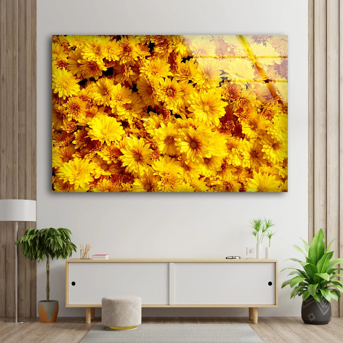 Yellow Flowers Closeup Photograph Acrylic Glass Print Tempered Glass Wall Art 100% Made in Australia Ready to Hang