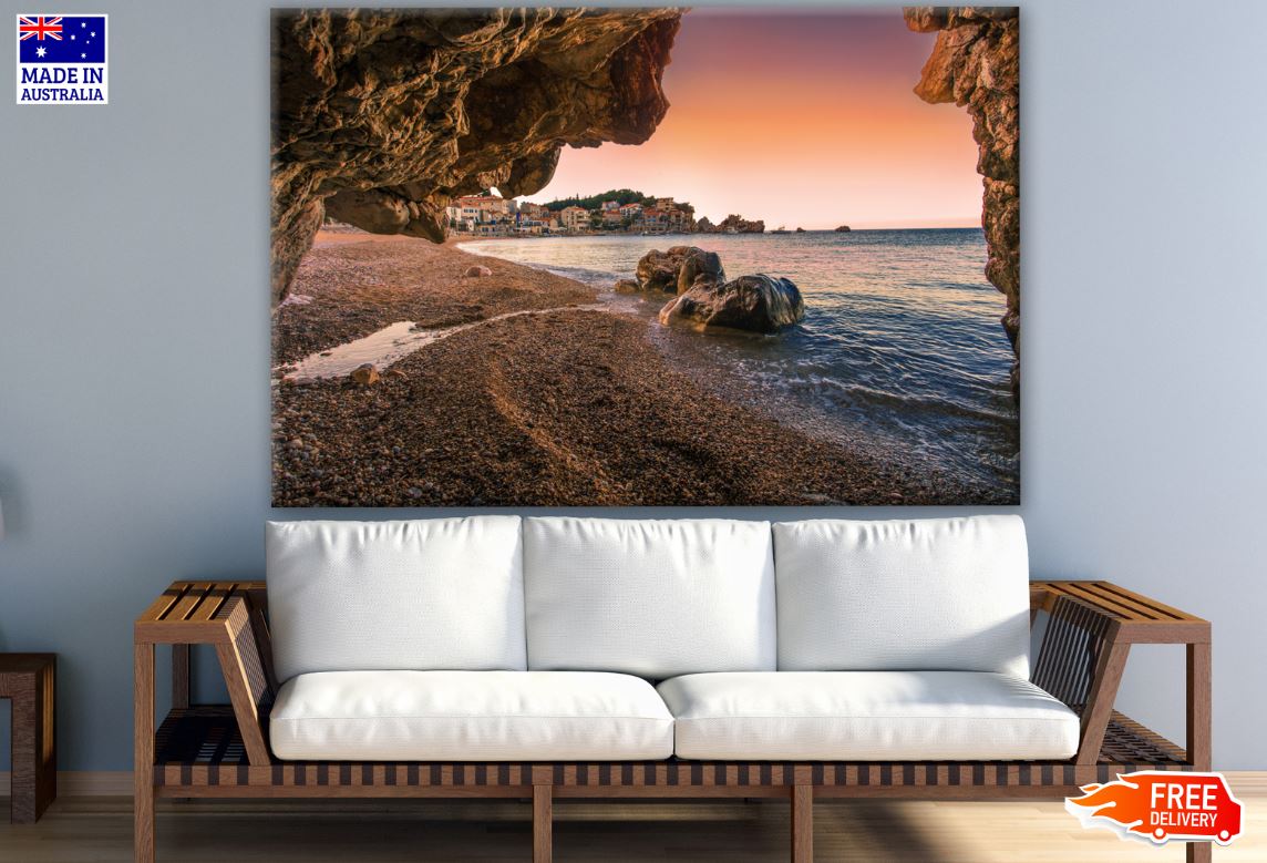 Beach Cave Sunset Beach View Print 100% Australian Made