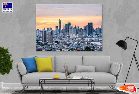 Cityscape Sunset View of Bangkok Photograph Print 100% Australian Made