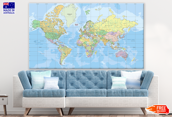 World Map Vector Print 100% Australian Made