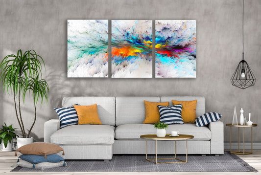 3 Set of Colorful Abstract Design High Quality Print 100% Australian Made Wall Canvas Ready to Hang