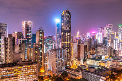 Hong Kong Cityscape at Night View Photograph Print 100% Australian Made