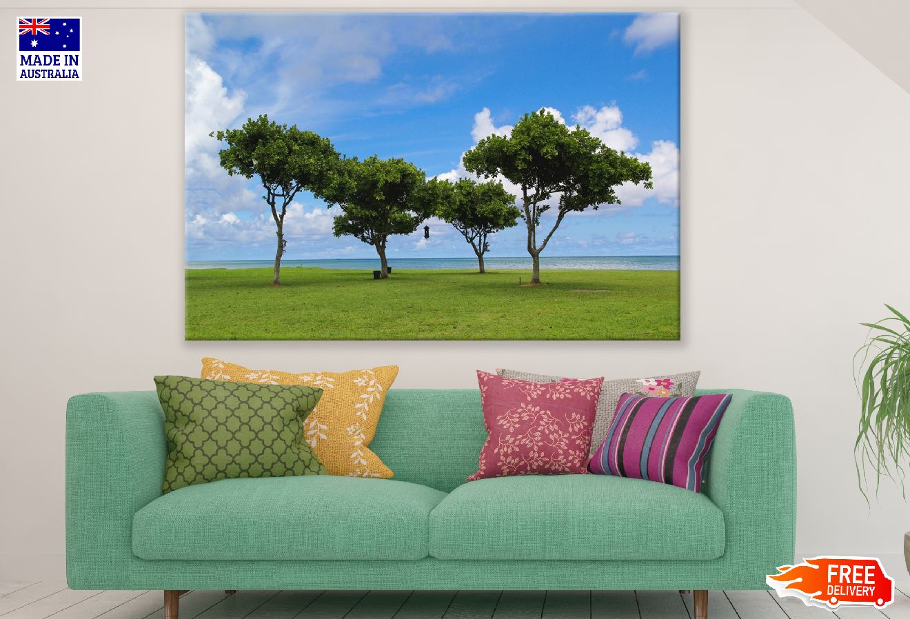 Hawaii Oahu Trees Near Sea Photograph Print 100% Australian Made