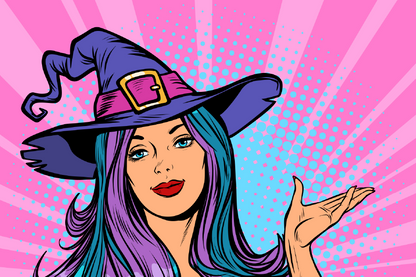 Young Hot Girl With Witch Hat Illustration Print 100% Australian Made