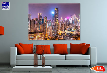 Hong Kong Cityscape at Night View Photograph Print 100% Australian Made