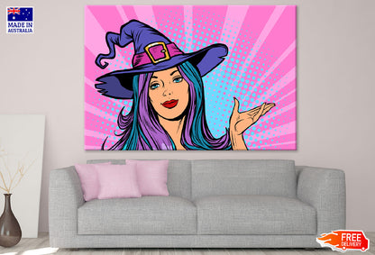 Young Hot Girl With Witch Hat Illustration Print 100% Australian Made