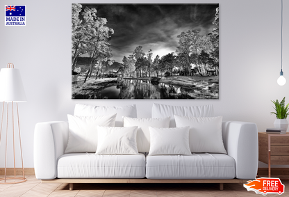 Trees & Lake Sky View B&W Photograph Print 100% Australian Made