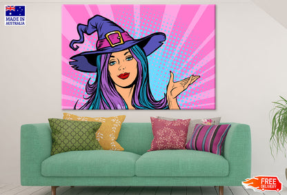 Young Hot Girl With Witch Hat Illustration Print 100% Australian Made