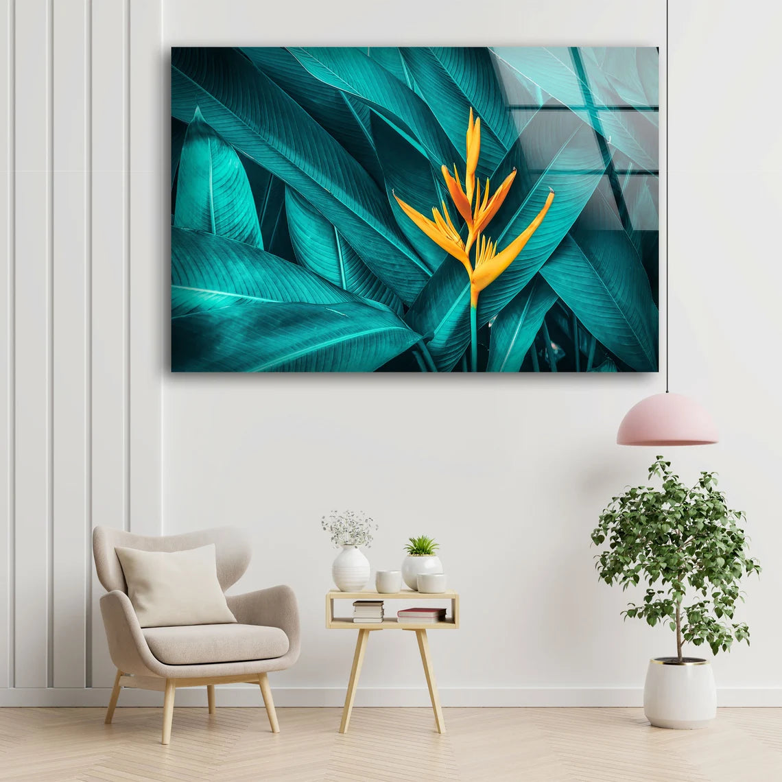 Yellow Flower & Leaves Photograph Acrylic Glass Print Tempered Glass Wall Art 100% Made in Australia Ready to Hang