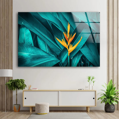 Yellow Flower & Leaves Photograph Acrylic Glass Print Tempered Glass Wall Art 100% Made in Australia Ready to Hang