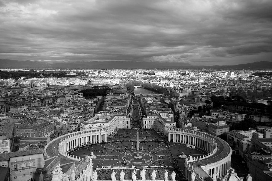 st. Peter's Square B&W Aerial Photograph Print 100% Australian Made