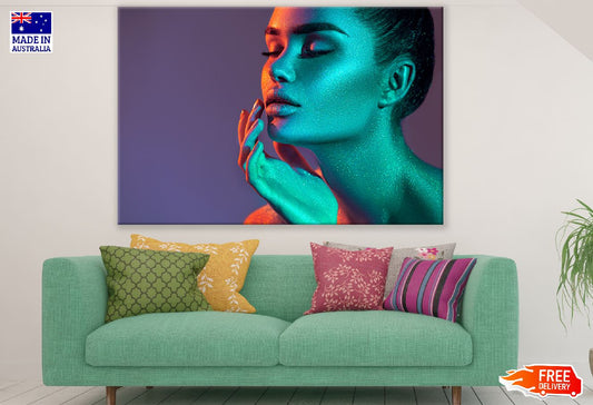 Fashion Woman in Green Neon Lights Photograph Print 100% Australian Made