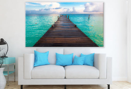 Long Wooden pier on a stunning beach Print 100% Australian Made