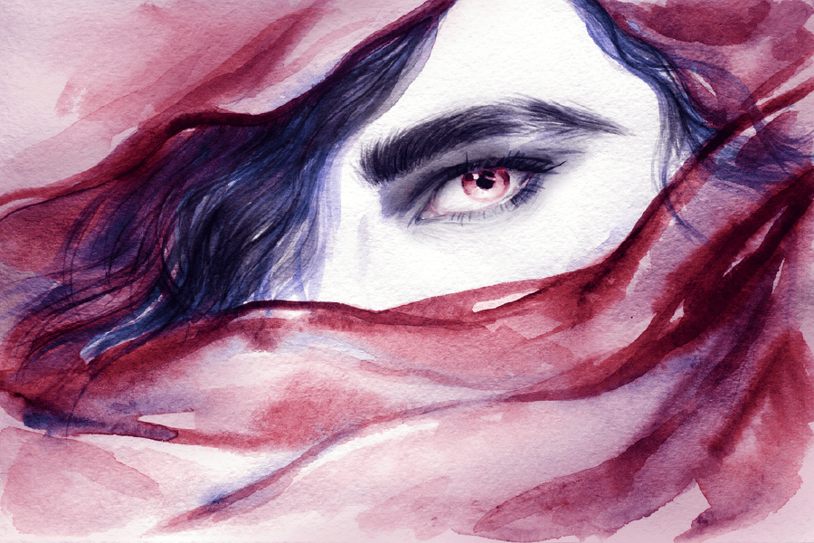 Vampire Eye Abstract Face Watercolor Painting Print 100% Australian Made