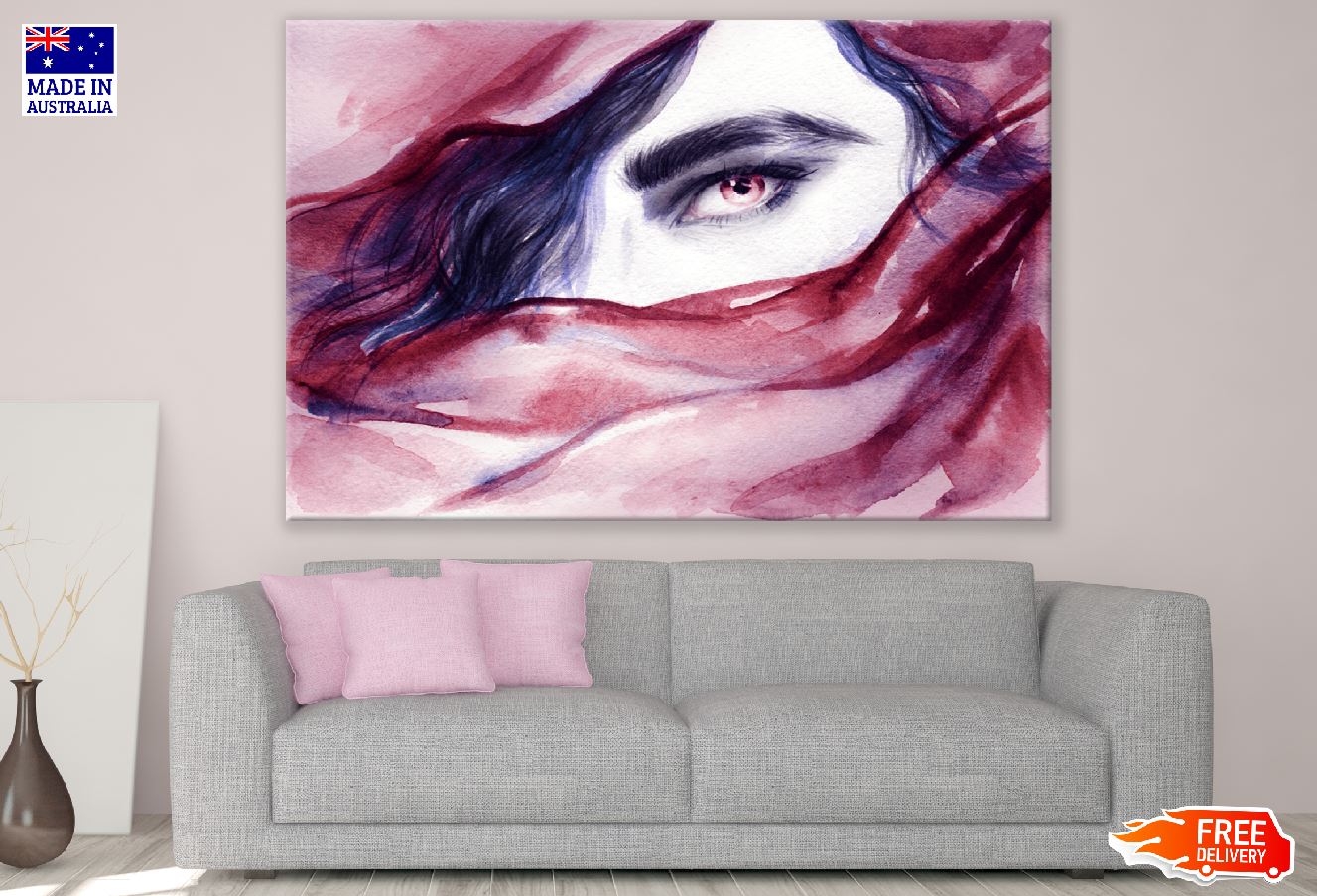 Vampire Eye Abstract Face Watercolor Painting Print 100% Australian Made