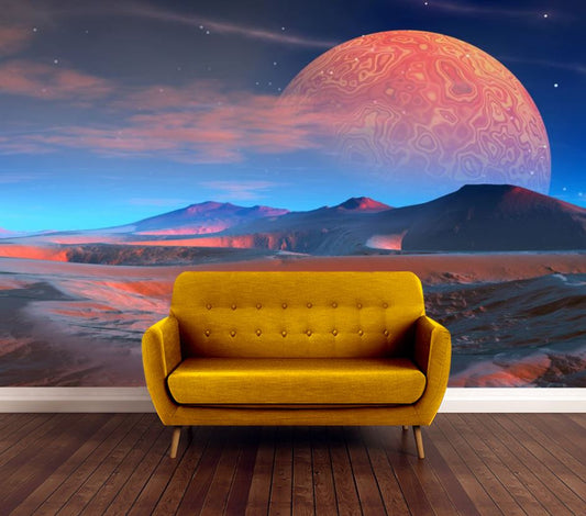 Wallpaper Murals Peel and Stick Removable Landscape View with Planet High Quality